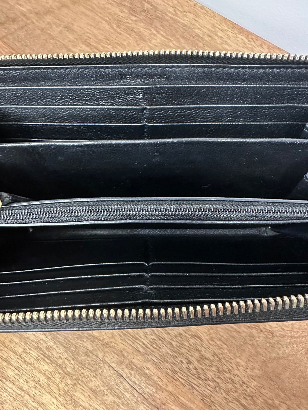 Saint Laurent Black Belle De Jour Zip Around Wallet