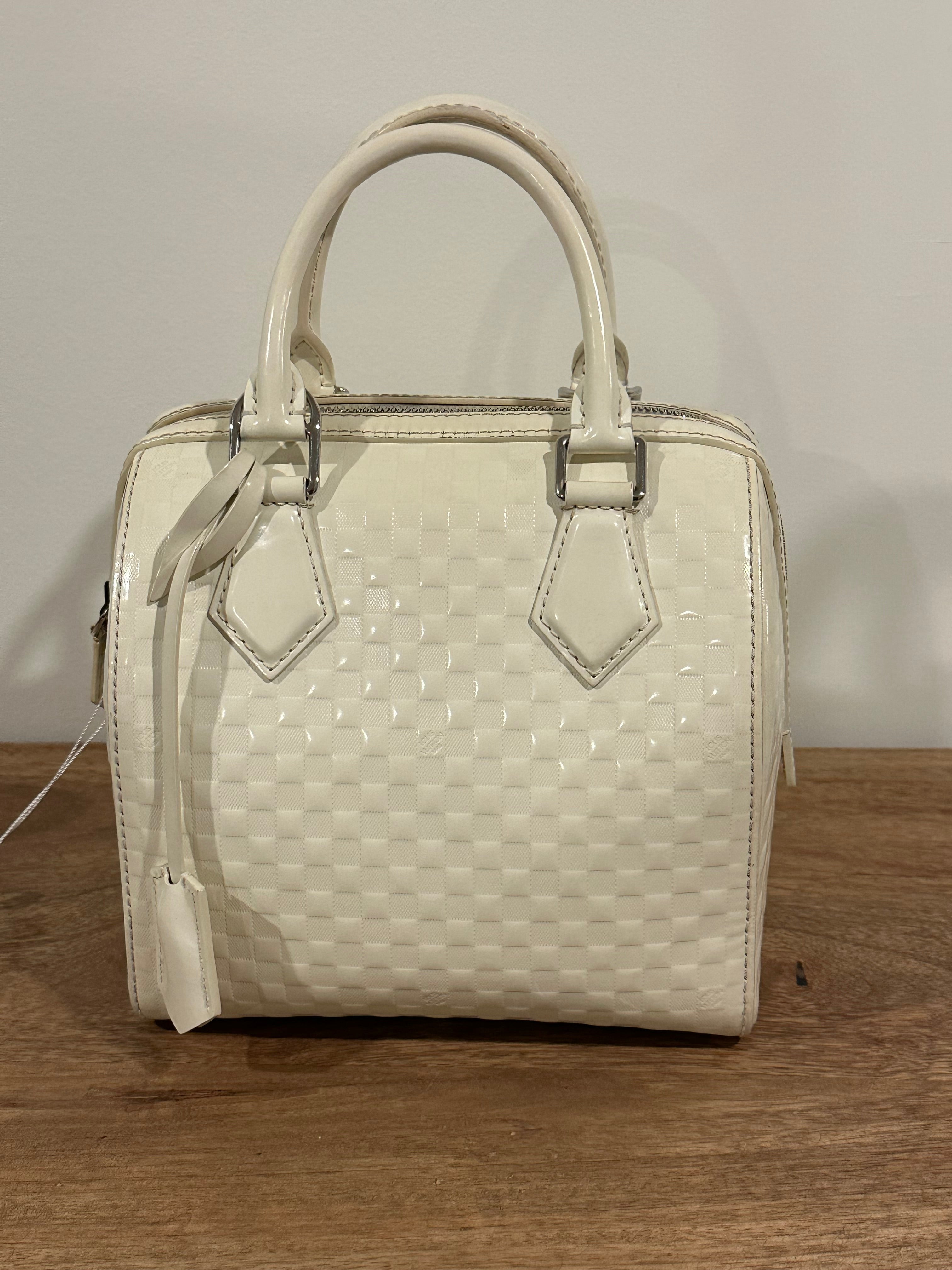 Louis Vuitton Speedy Cube White Leather Damier Facette