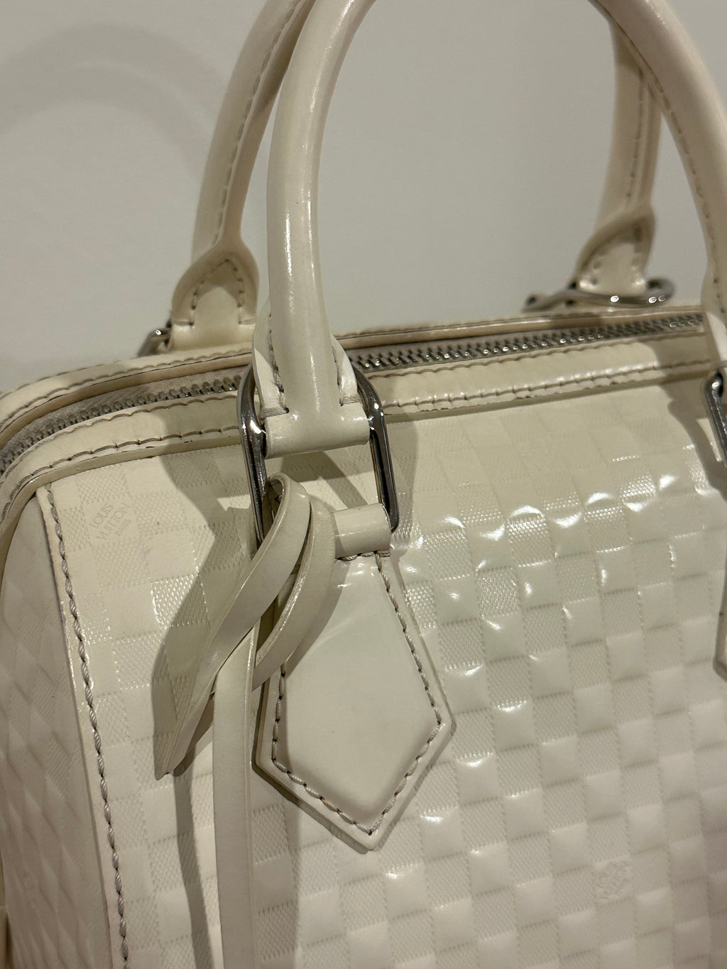Louis Vuitton Speedy Cube White Leather Damier Facette