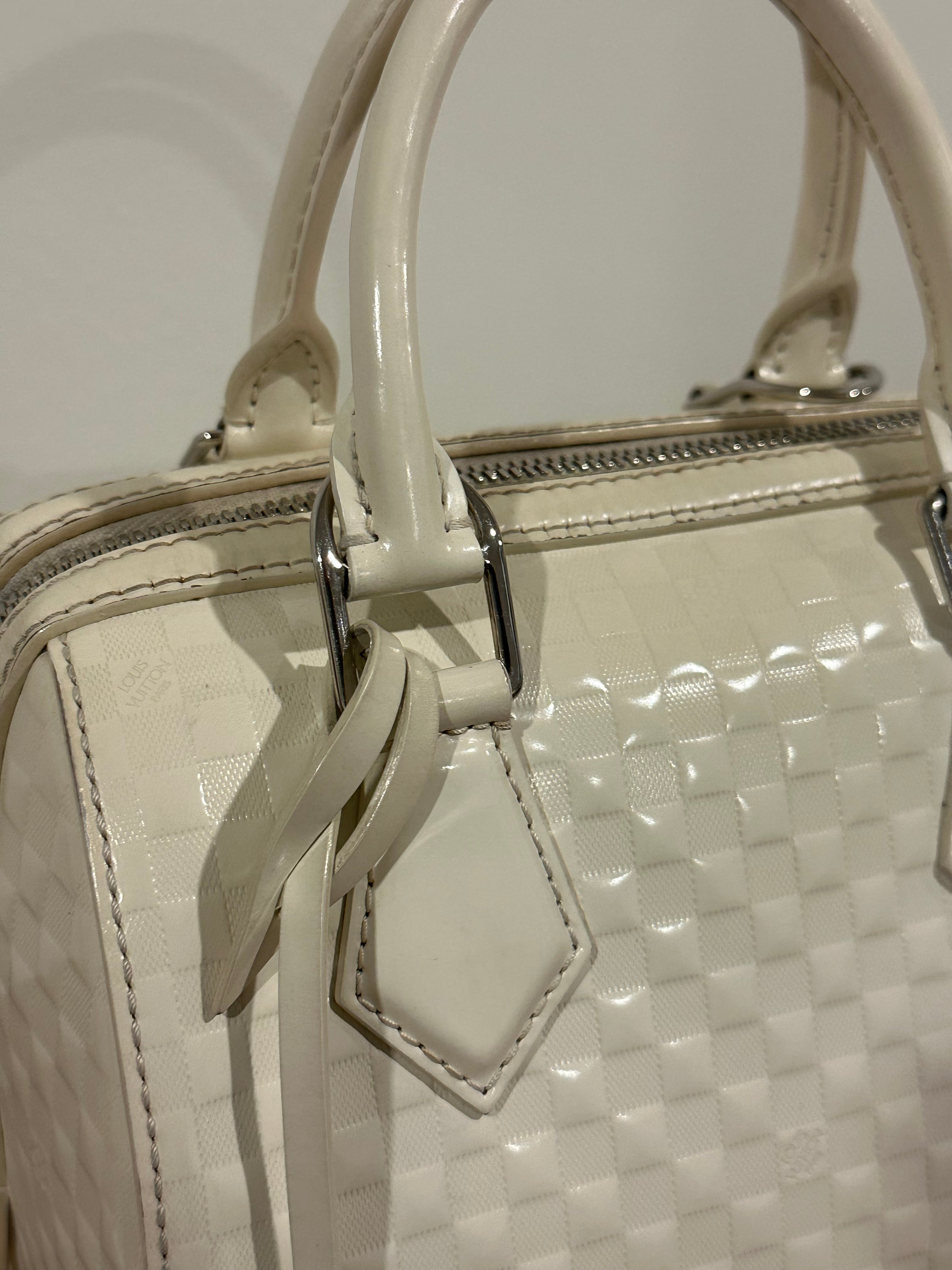 Louis Vuitton Speedy Cube White Leather Damier Facette