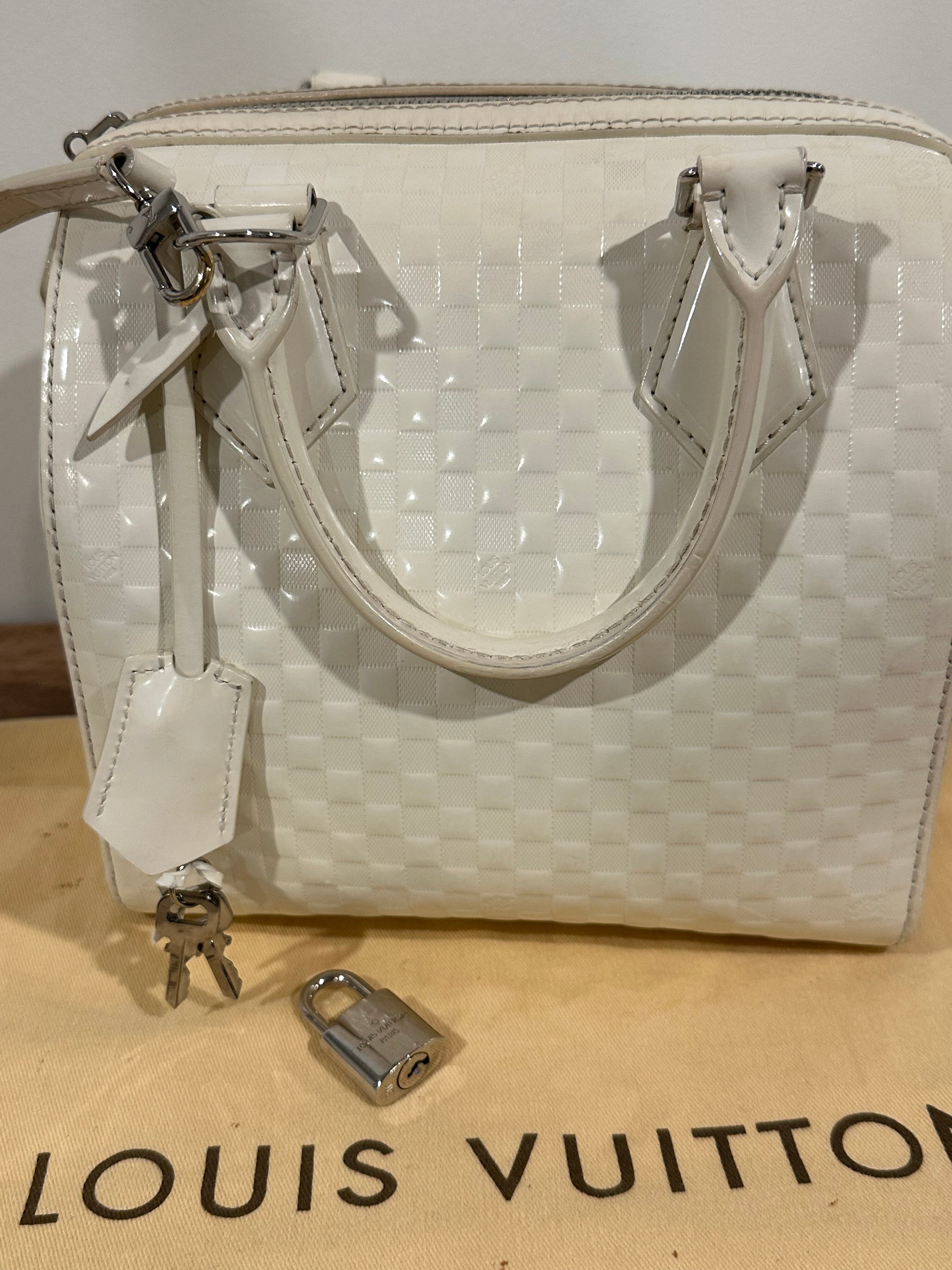 Louis Vuitton Speedy Cube White Leather Damier Facette