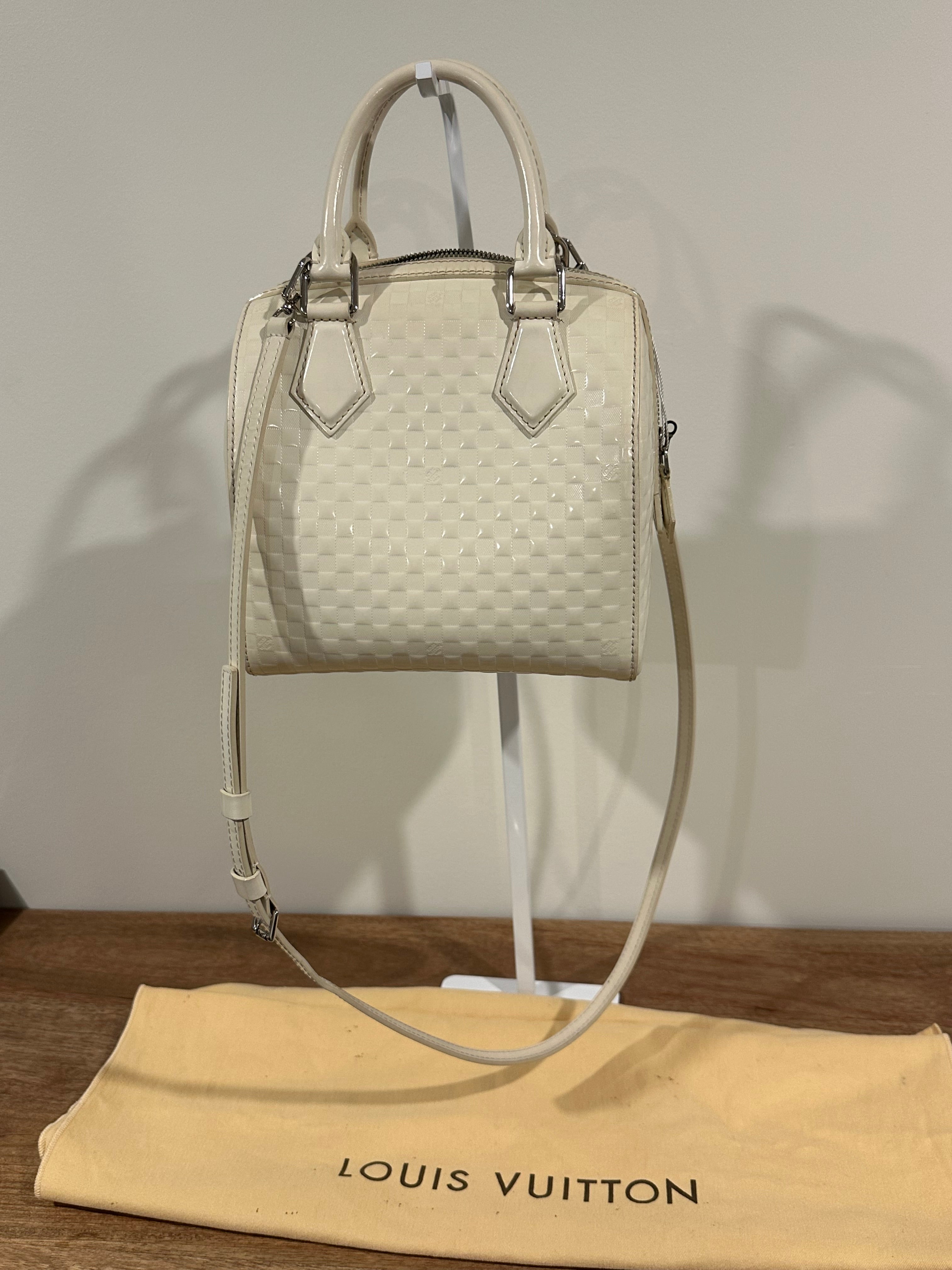 Louis Vuitton Speedy Cube White Leather Damier Facette