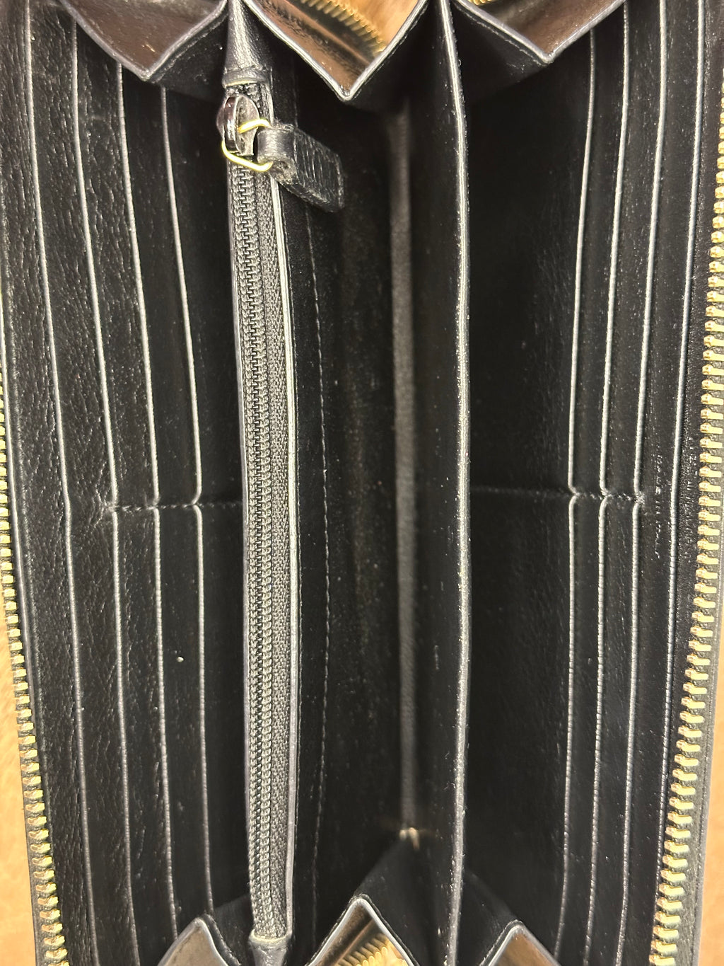 Saint Laurent Black Belle De Jour Zip Around Wallet