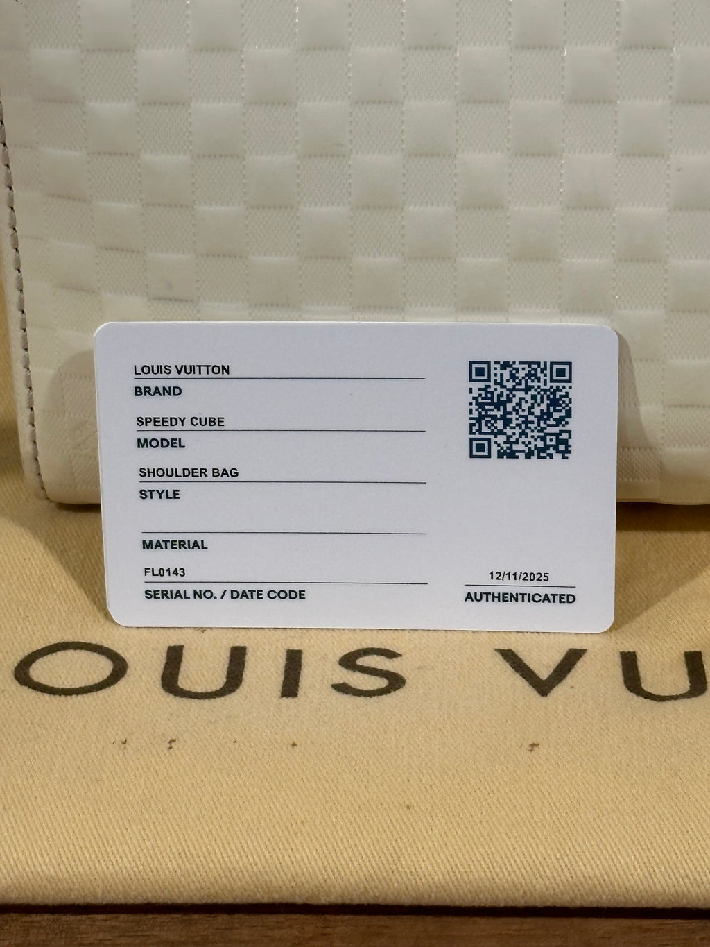 Louis Vuitton Speedy Cube White Leather Damier Facette