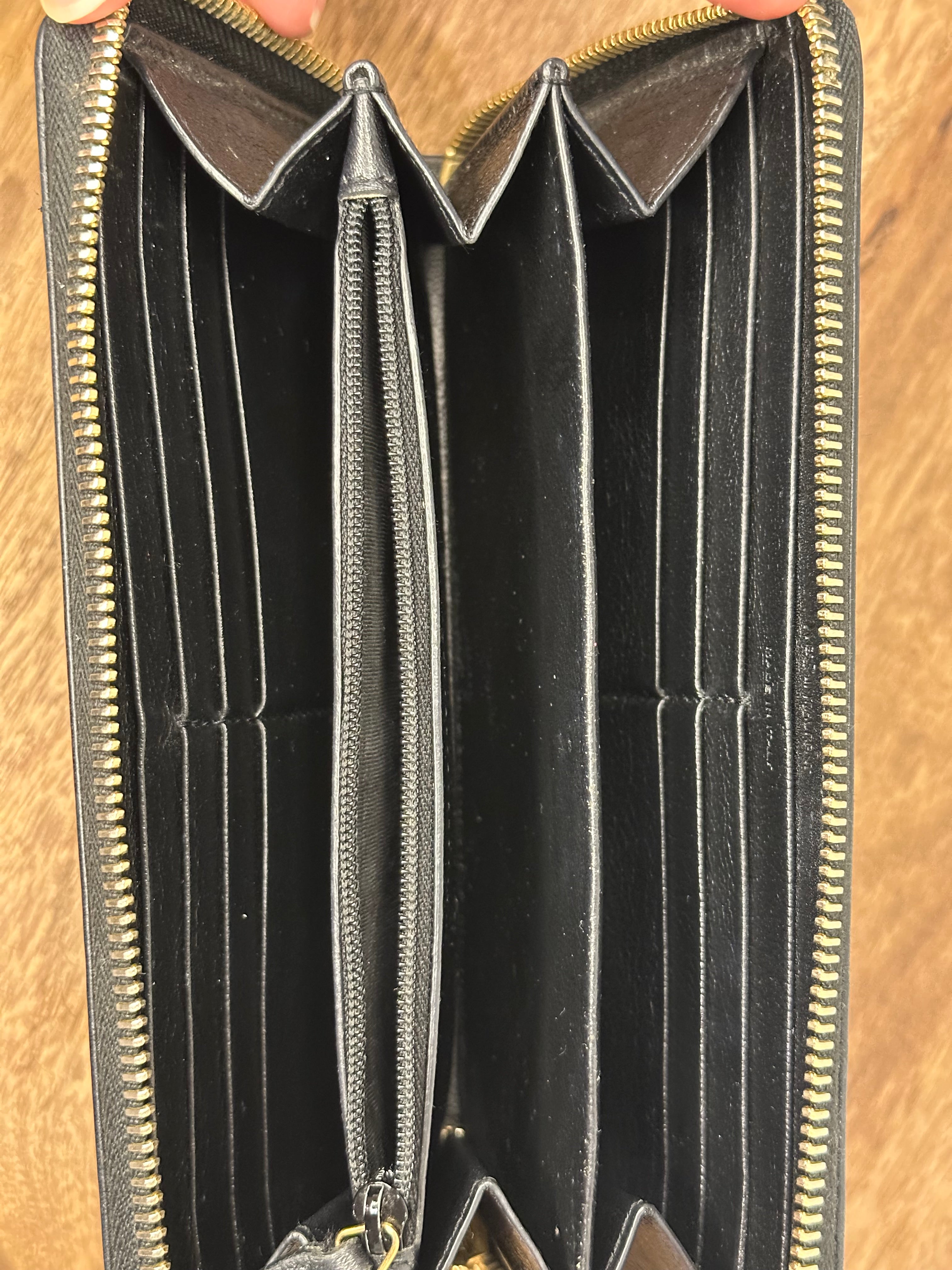 Saint Laurent Black Belle De Jour Zip Around Wallet