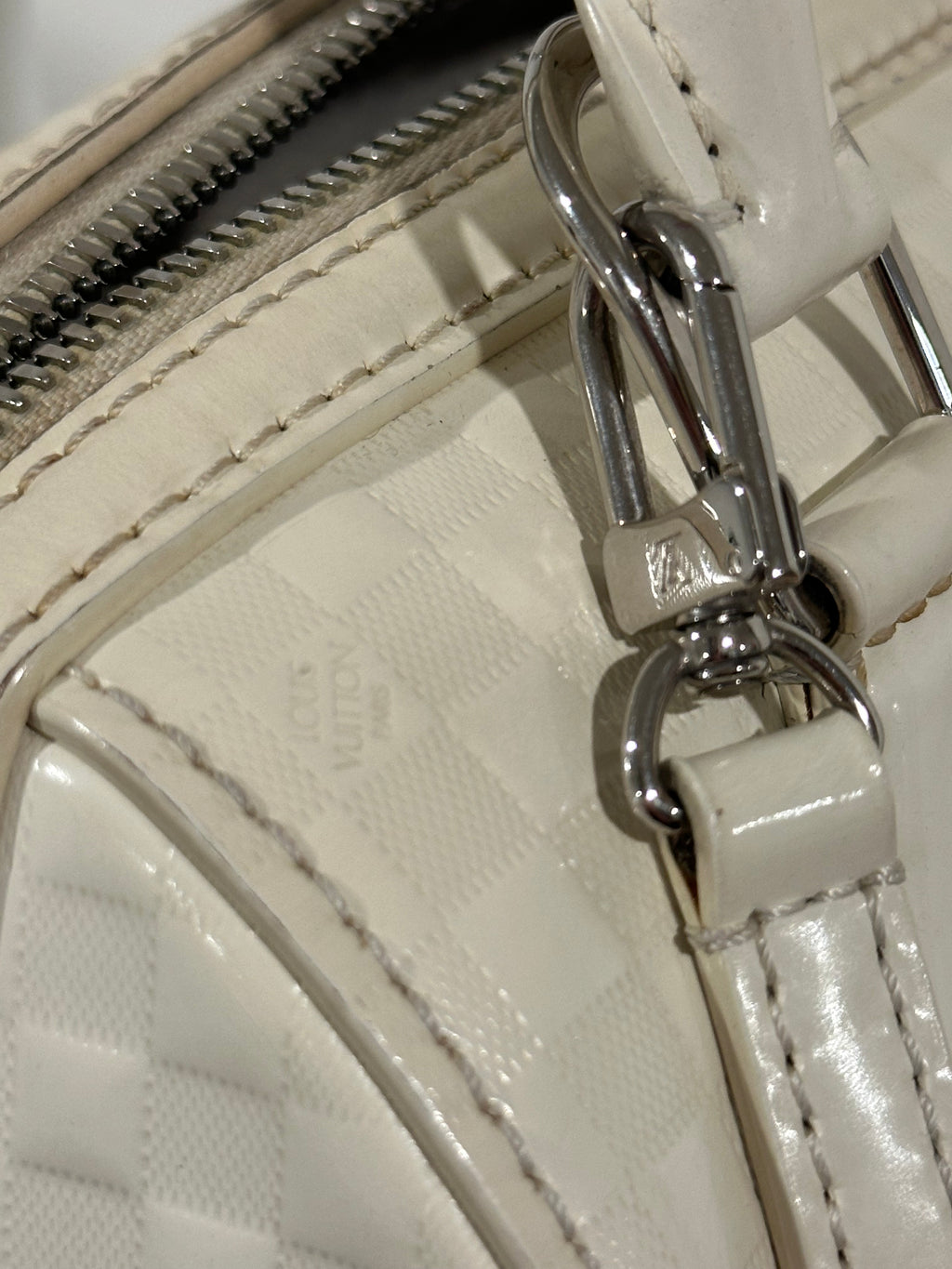 Louis Vuitton Speedy Cube White Leather Damier Facette