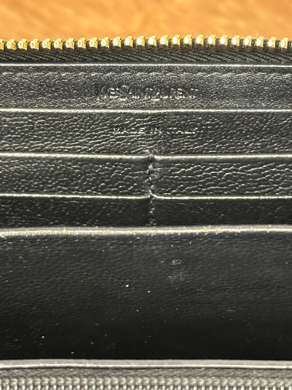 Saint Laurent Black Belle De Jour Zip Around Wallet