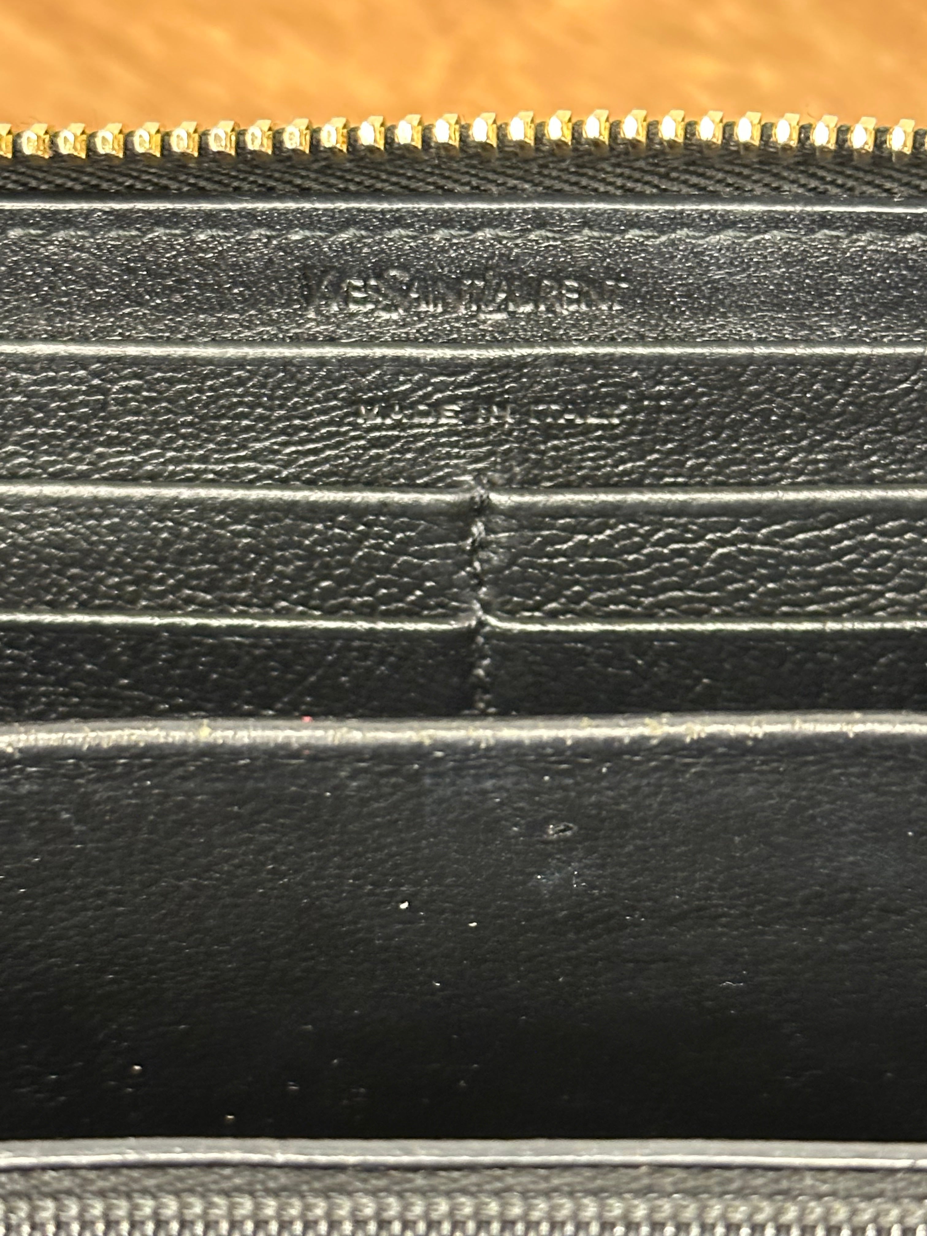 Saint Laurent Black Belle De Jour Zip Around Wallet