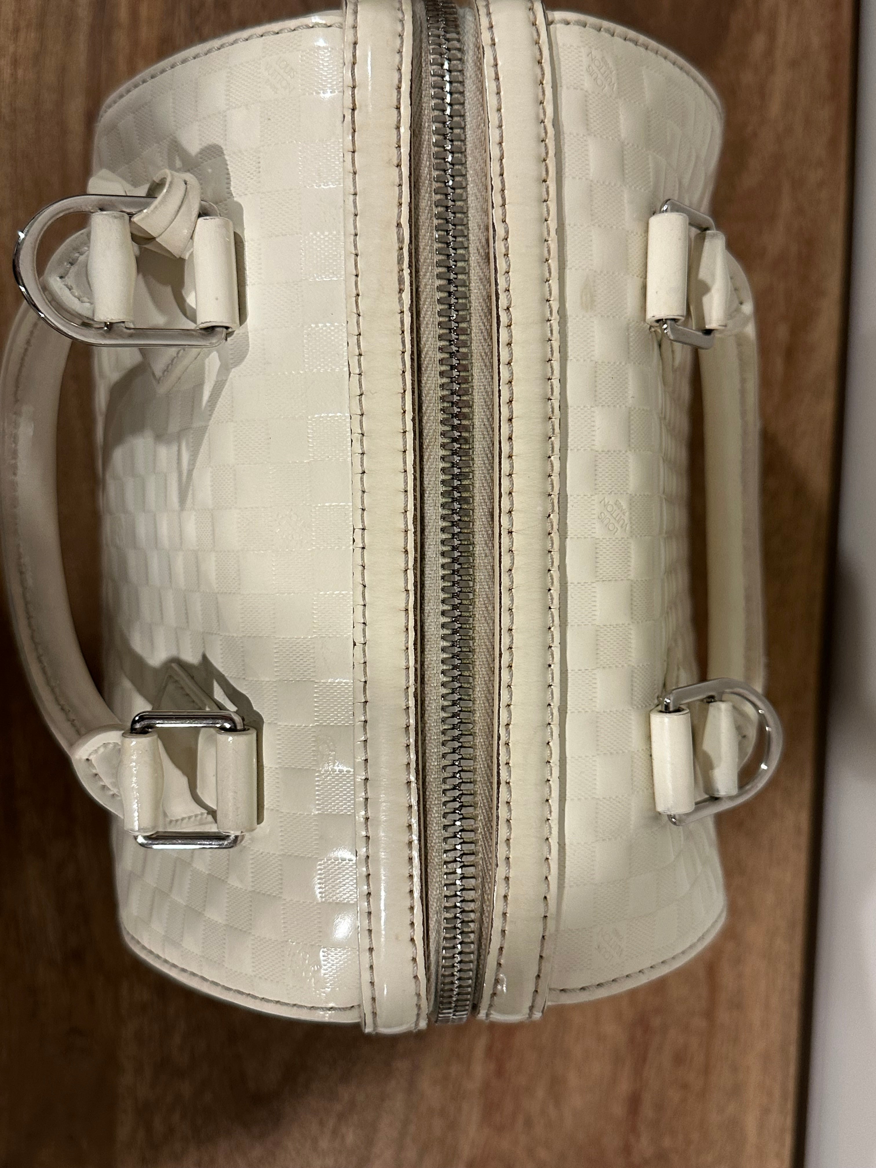 Louis Vuitton Speedy Cube White Leather Damier Facette