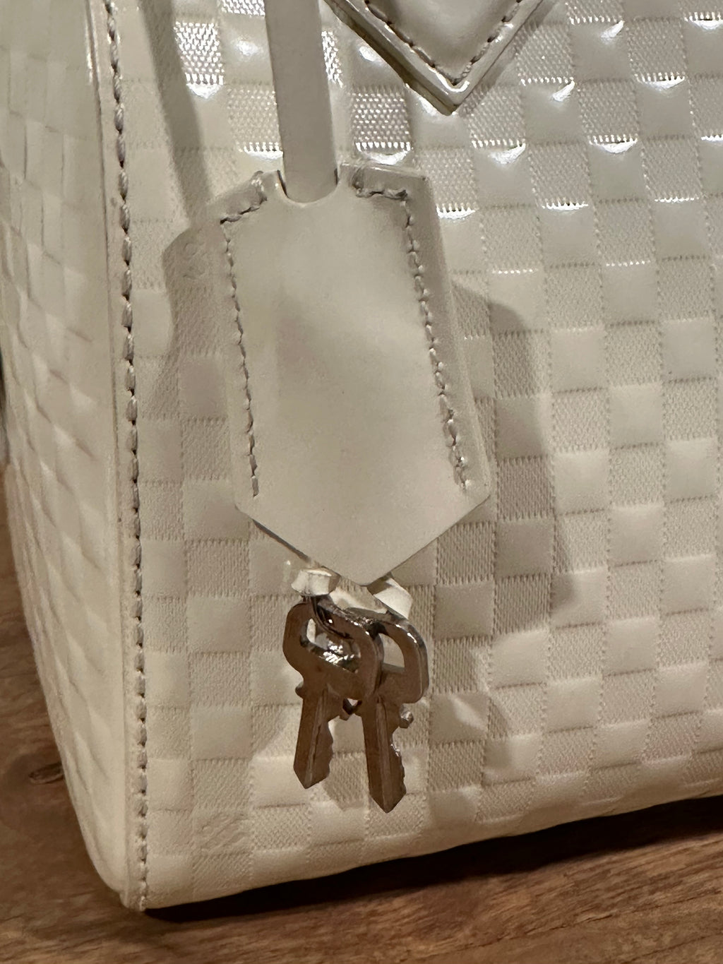 Louis Vuitton Speedy Cube White Leather Damier Facette