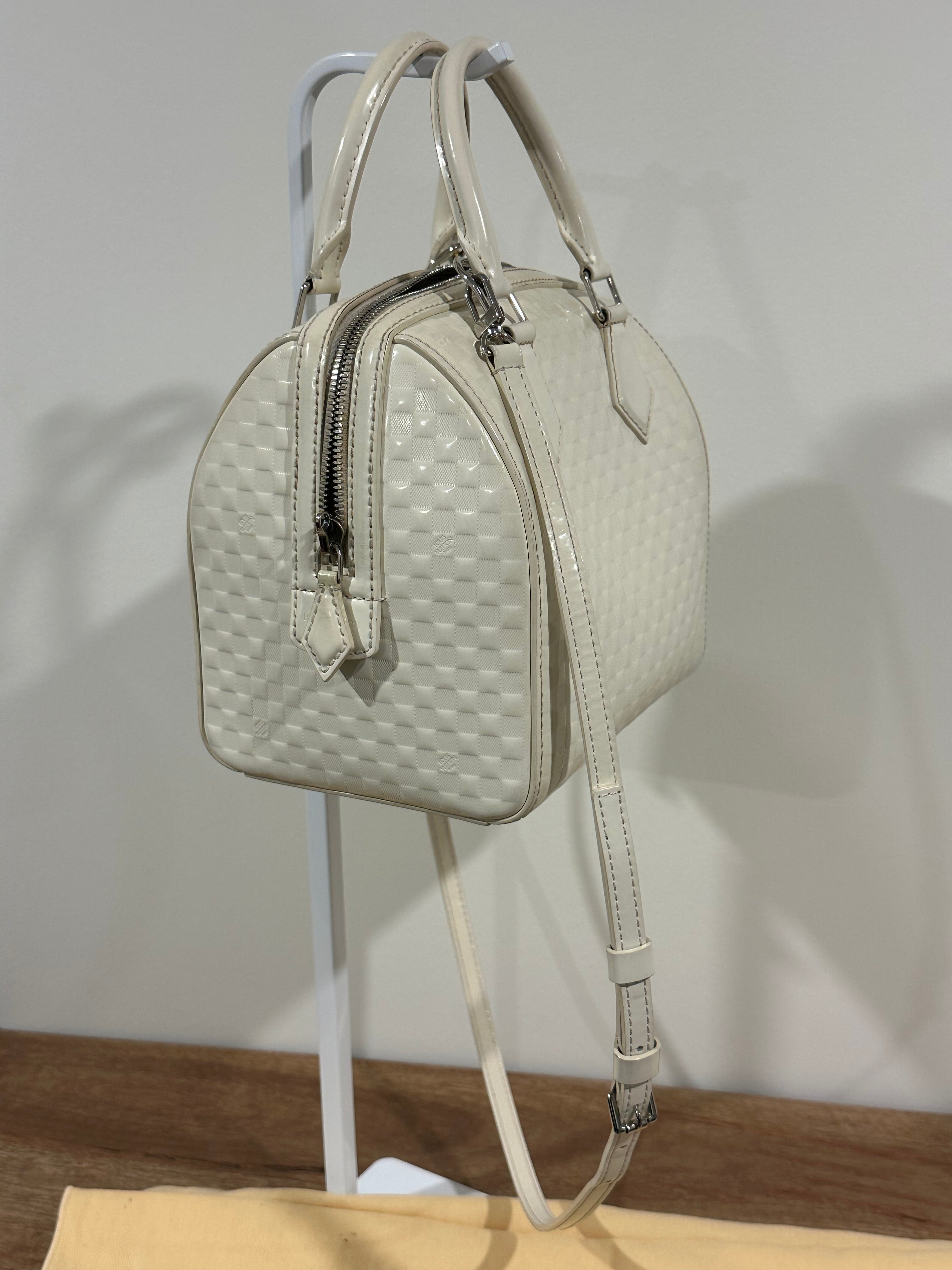 Louis Vuitton Speedy Cube White Leather Damier Facette