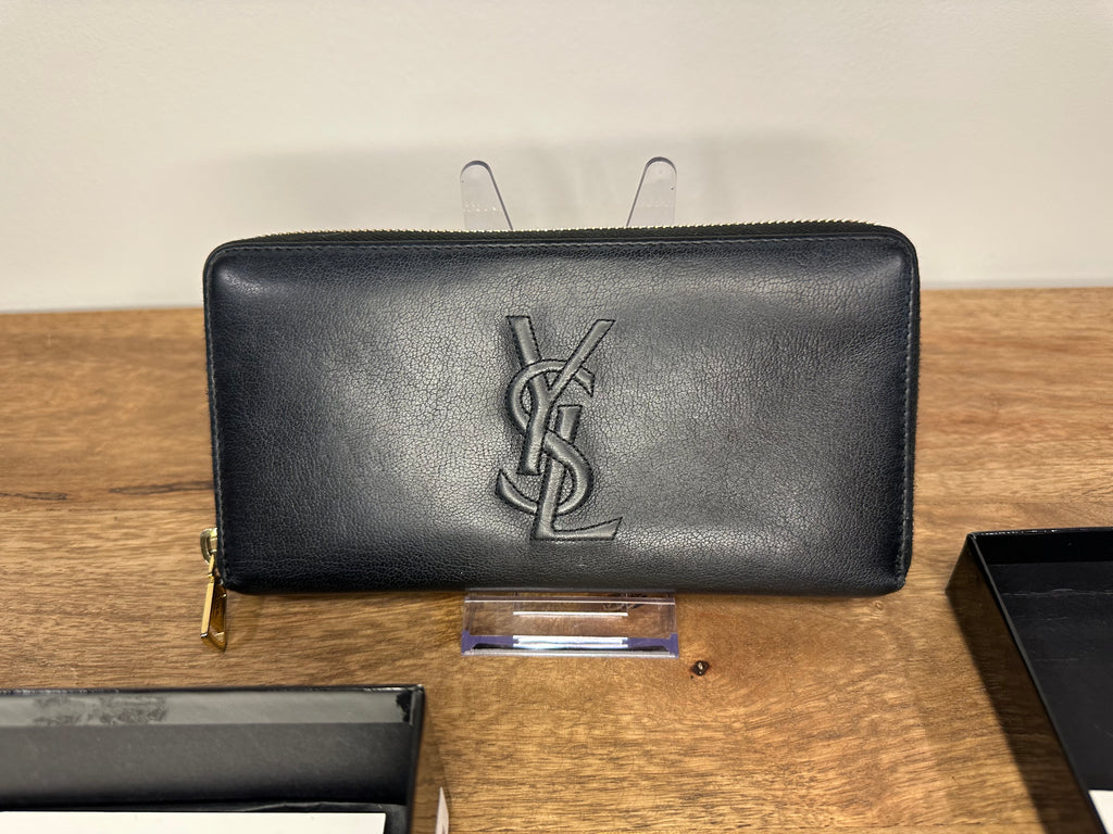 Saint Laurent Black Belle De Jour Zip Around Wallet